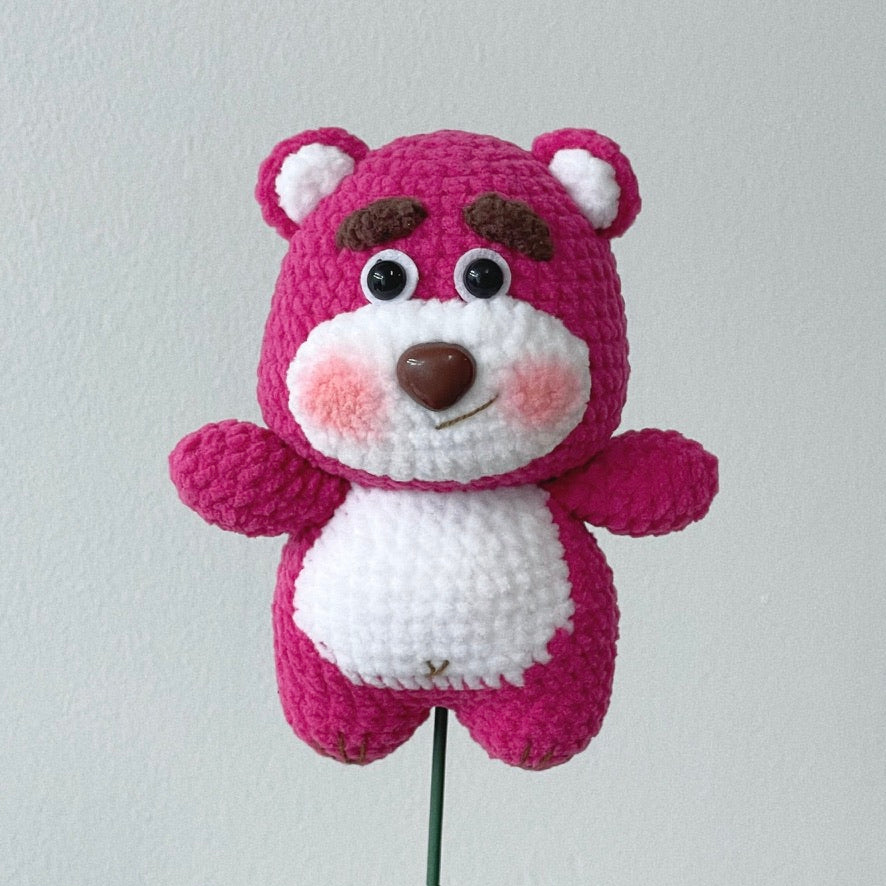 crochet lotso strawberry bear keychain ₊˚⊹♡🍓♡⊹˚₊