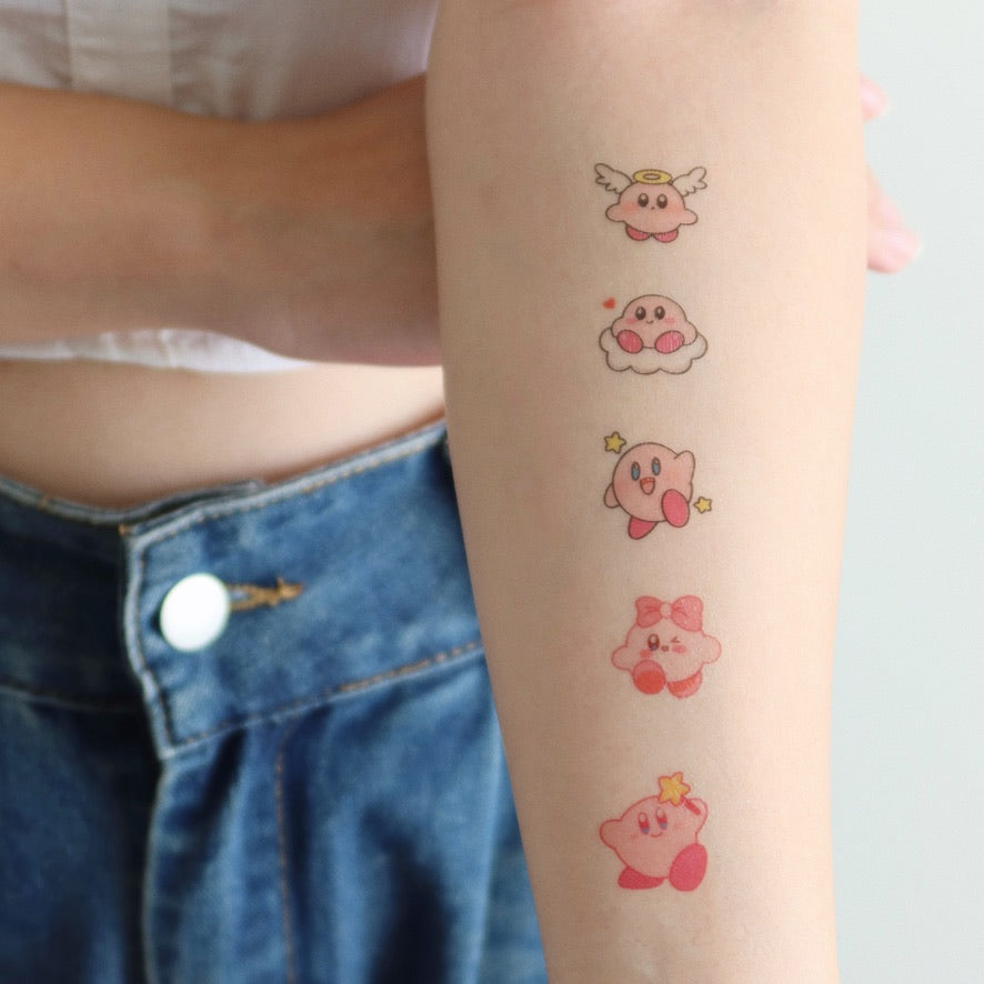 [bundle] mini kirby - temporary tattoo sticker