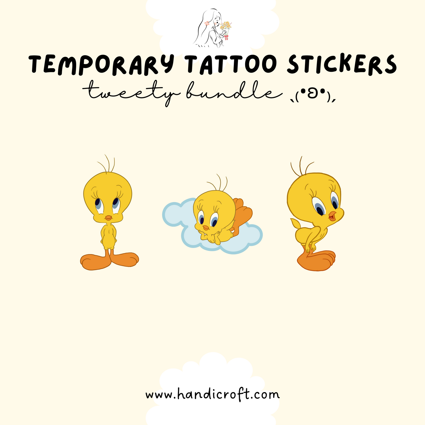 [bundle] tweety bird - temporary tattoo sticker