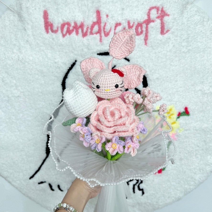 hello pretty kitty - crochet flower bouquet 😽