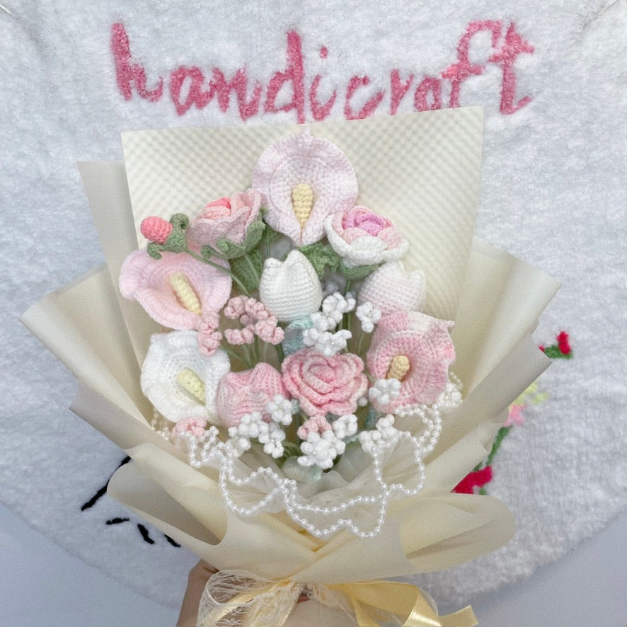 soft dreams - handicroft special pastel crochet flower bouquet ⊹ ࣪ ☁️₊˚⊹♡