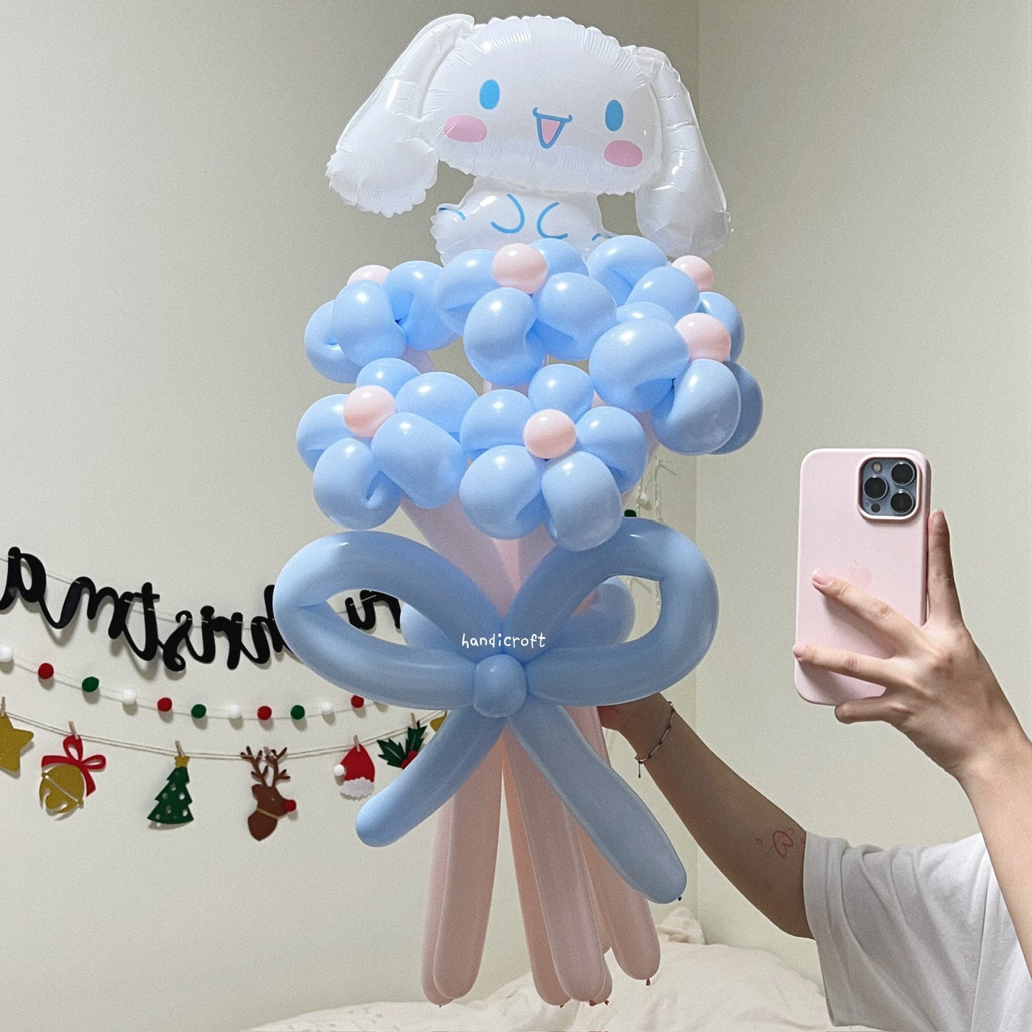 baby blue & pink cinnamoroll flower balloon set ໒꒰ྀིᵔ ᵕ ᵔ ꒱ྀི১