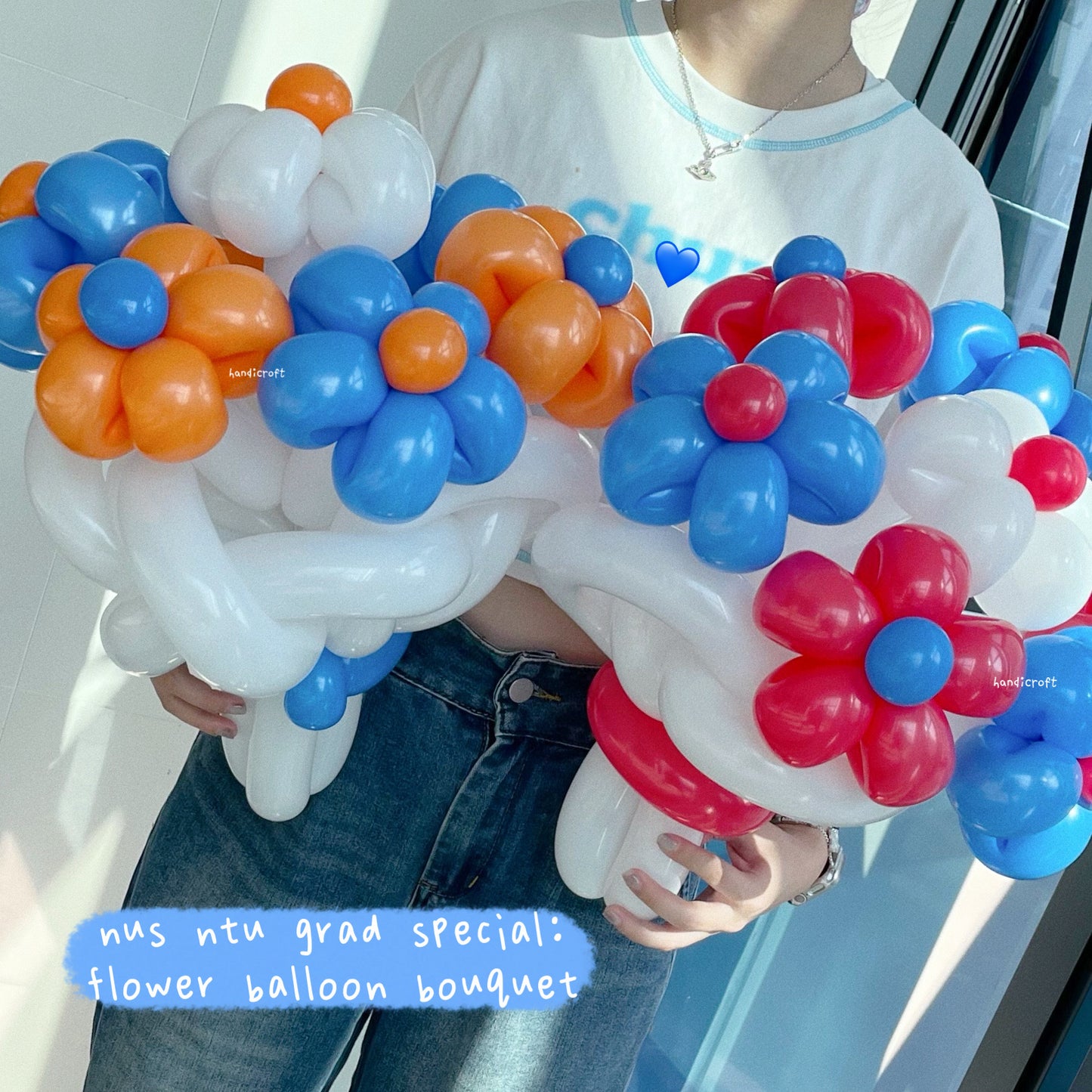 NUS NTU graduation special handheld flower balloon bouquet 🎓💙˙✧˖°