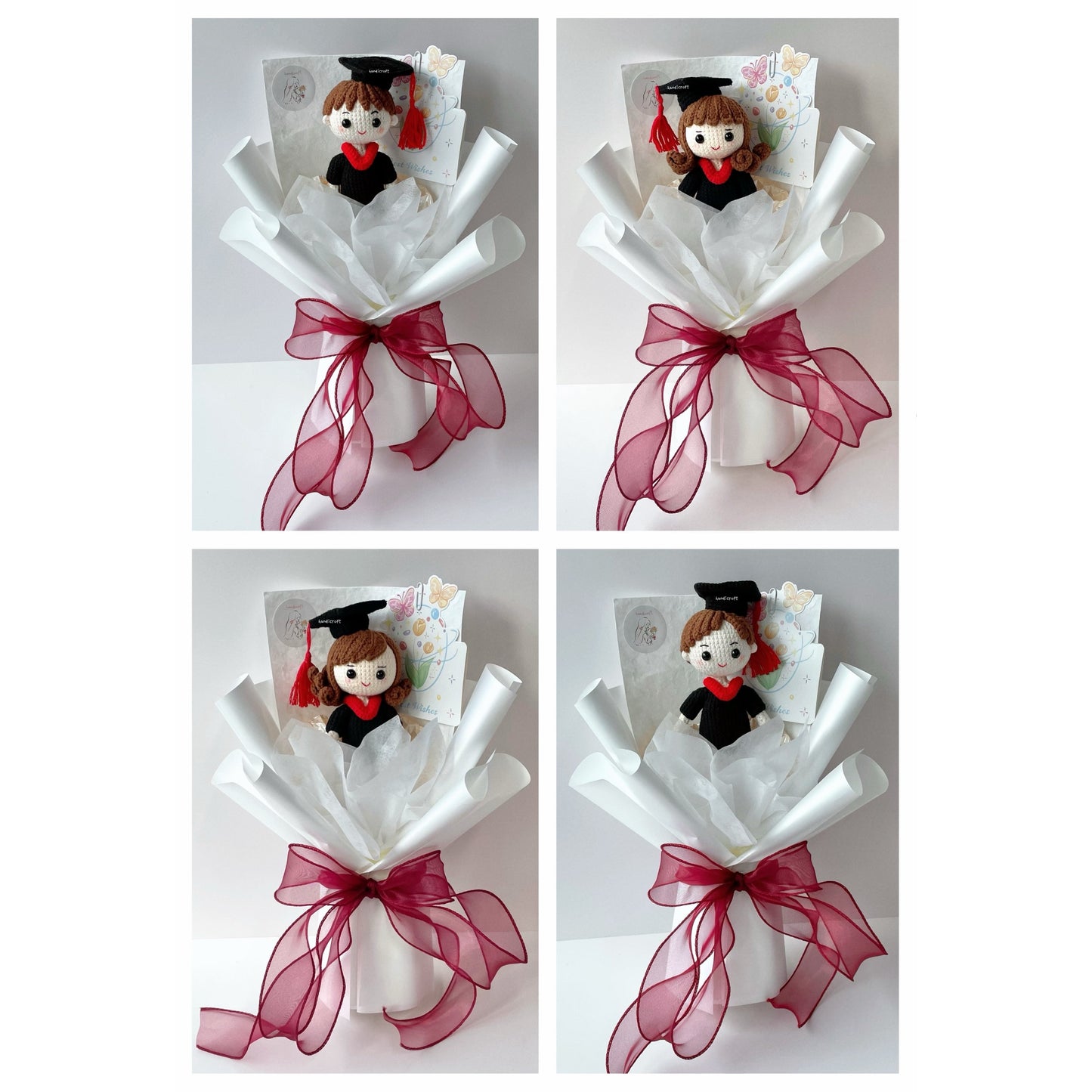 [AVAIL IN 4 STYLES] crochet full size graduate doll bouquet 🎓✧˖°