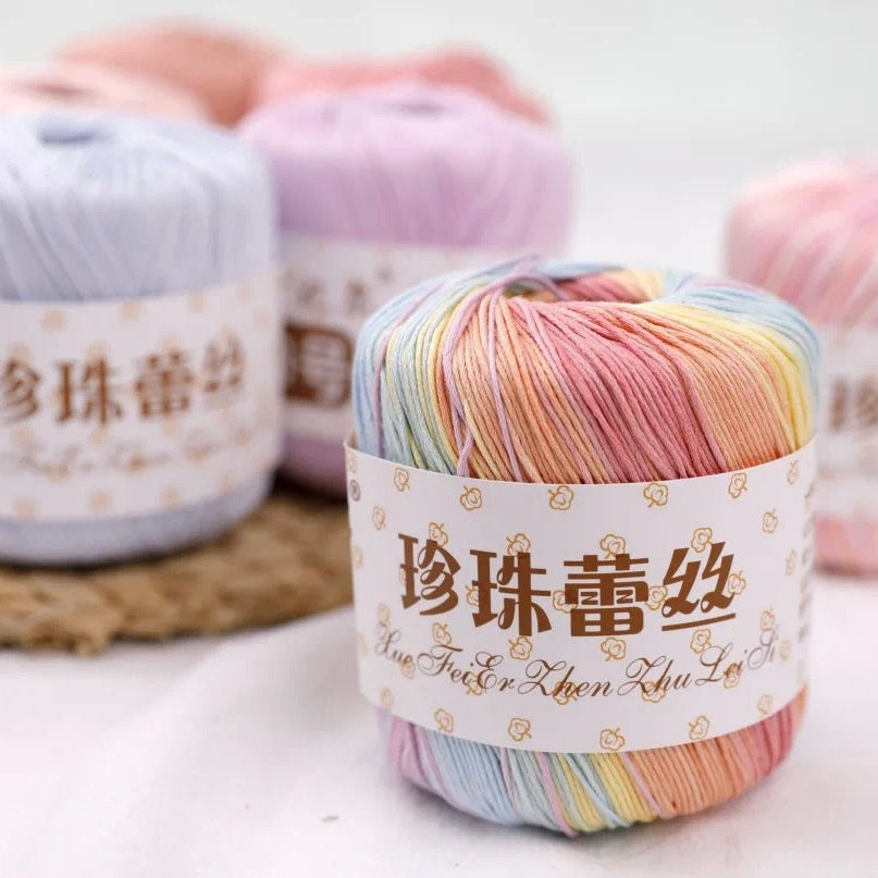 8-ply ombre gradient pearl lace thread yarn 12 colours 雪妃尔3号珍珠趕丝段染花色