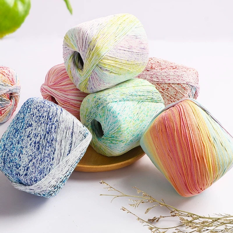 8-ply ombre gradient pearl lace thread yarn 12 colours 雪妃尔3号珍珠趕丝段染花色