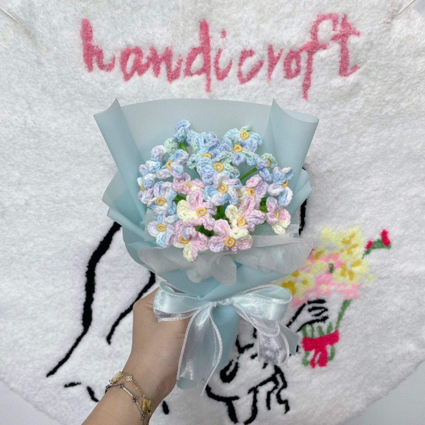 fond memories - forget-me-not crochet flower bouquet 🦋