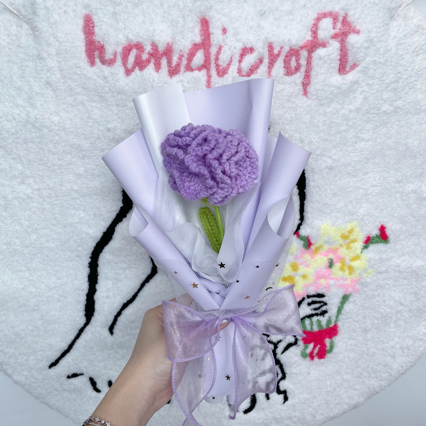 carnation love - single stalk crochet flower ₊˚🌸༉‧₊˚.