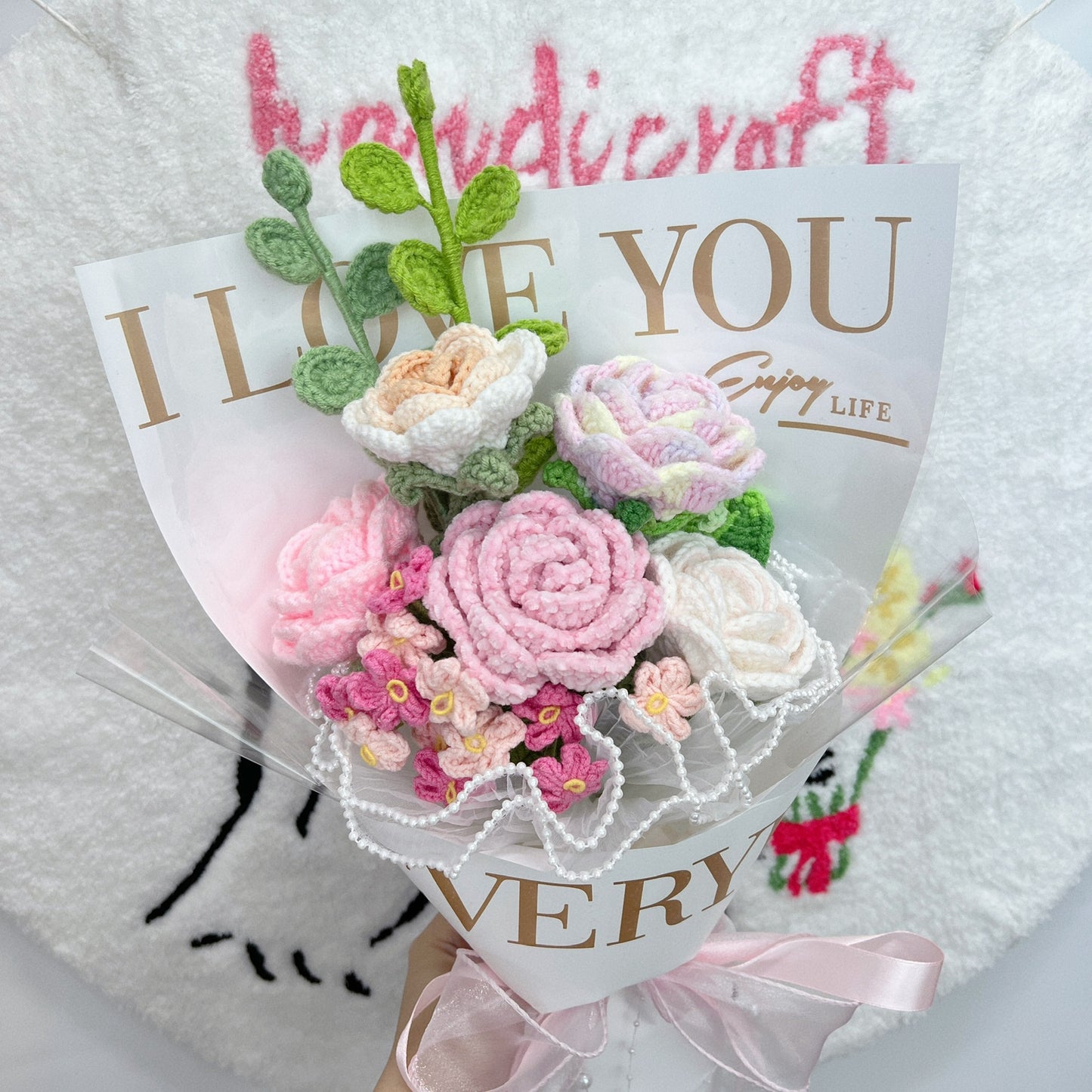you & me, always - handicroft special roses crochet flower bouquet ‧₊˚ 🌹