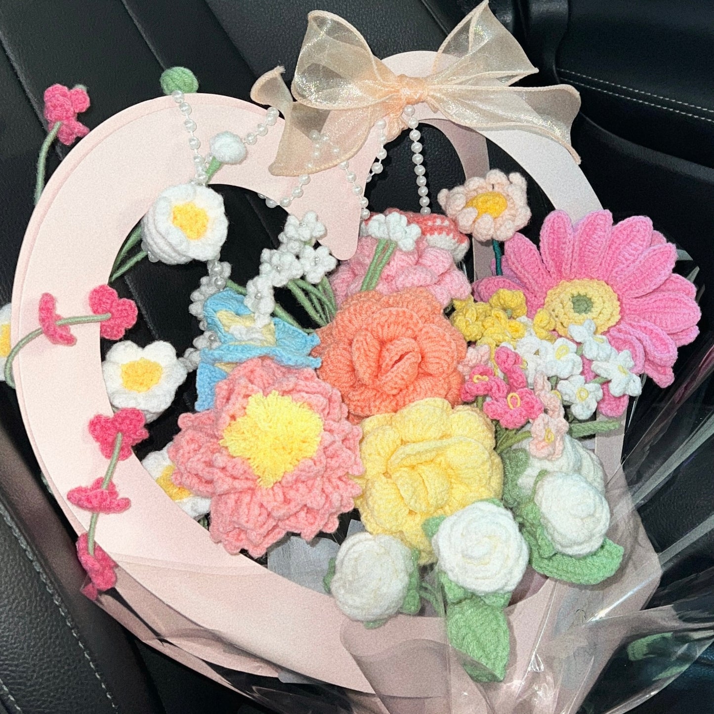 [FREE DELIVERY] sunkissed - crochet flower bloom box ⋆⁺₊⋆🧡🌅☁️