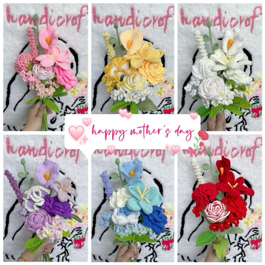 rainbow blooms - crochet flower bouquet ₊˚🌈༉‧₊˚.