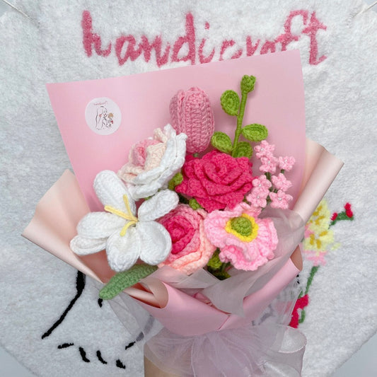 pink petals - crochet flower bouquet ♡₊˚✧