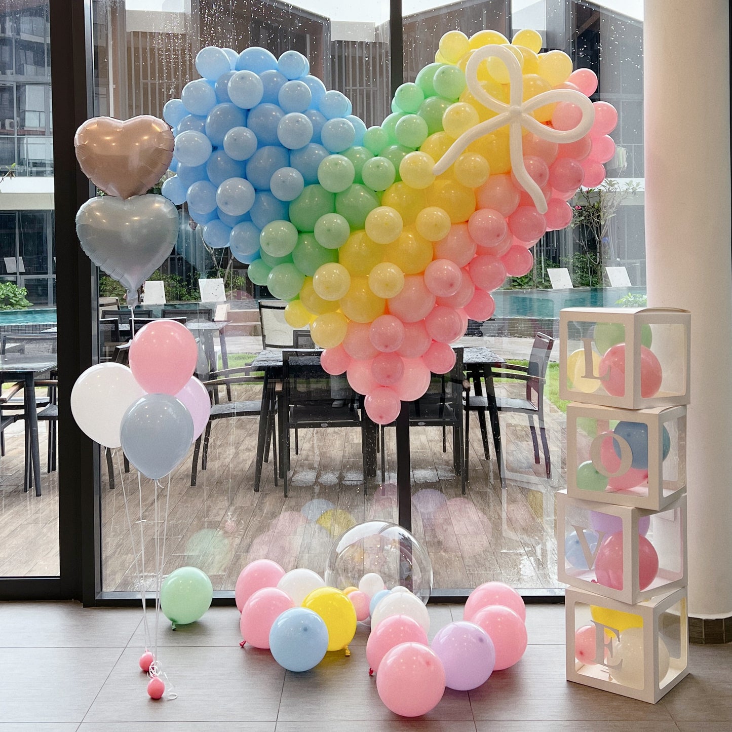 [FREE DELIVERY] rainbow love - balloon heart decoration set