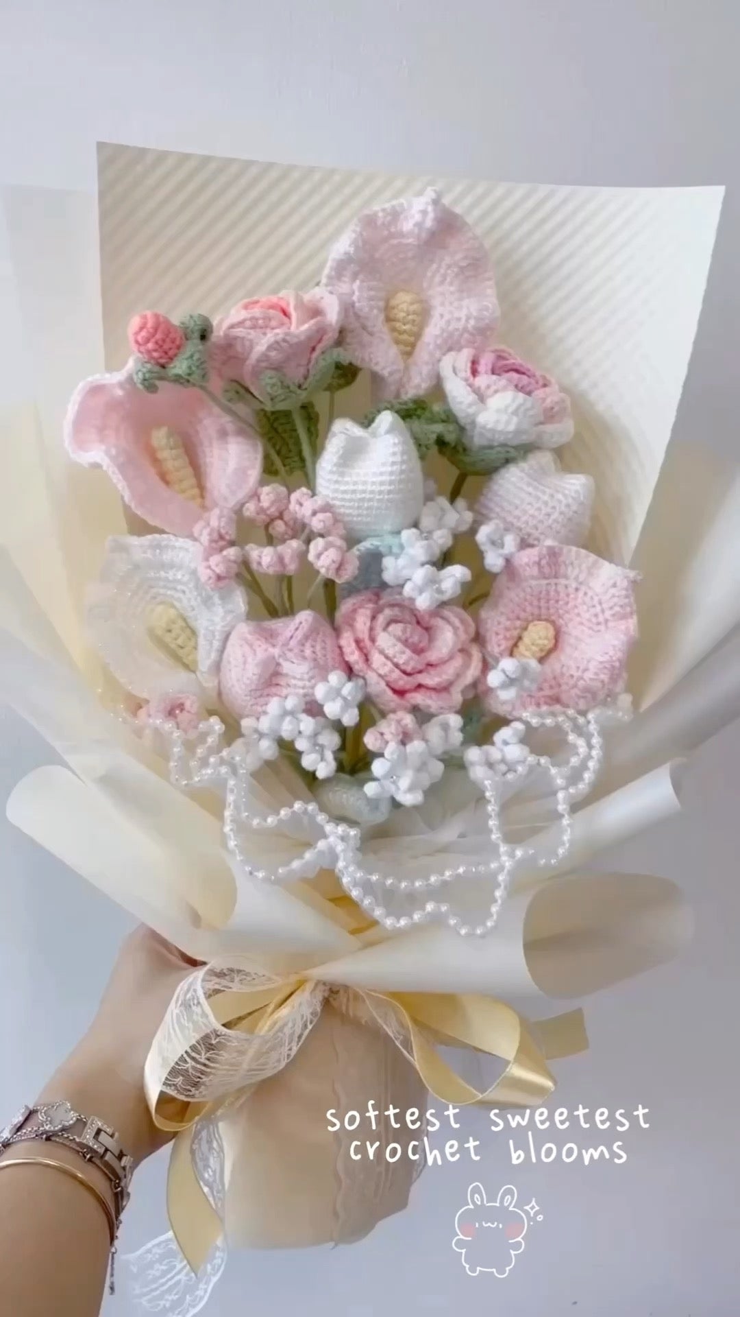 soft dreams - handicroft special pastel crochet flower bouquet ⊹ ࣪ ☁️₊˚⊹♡