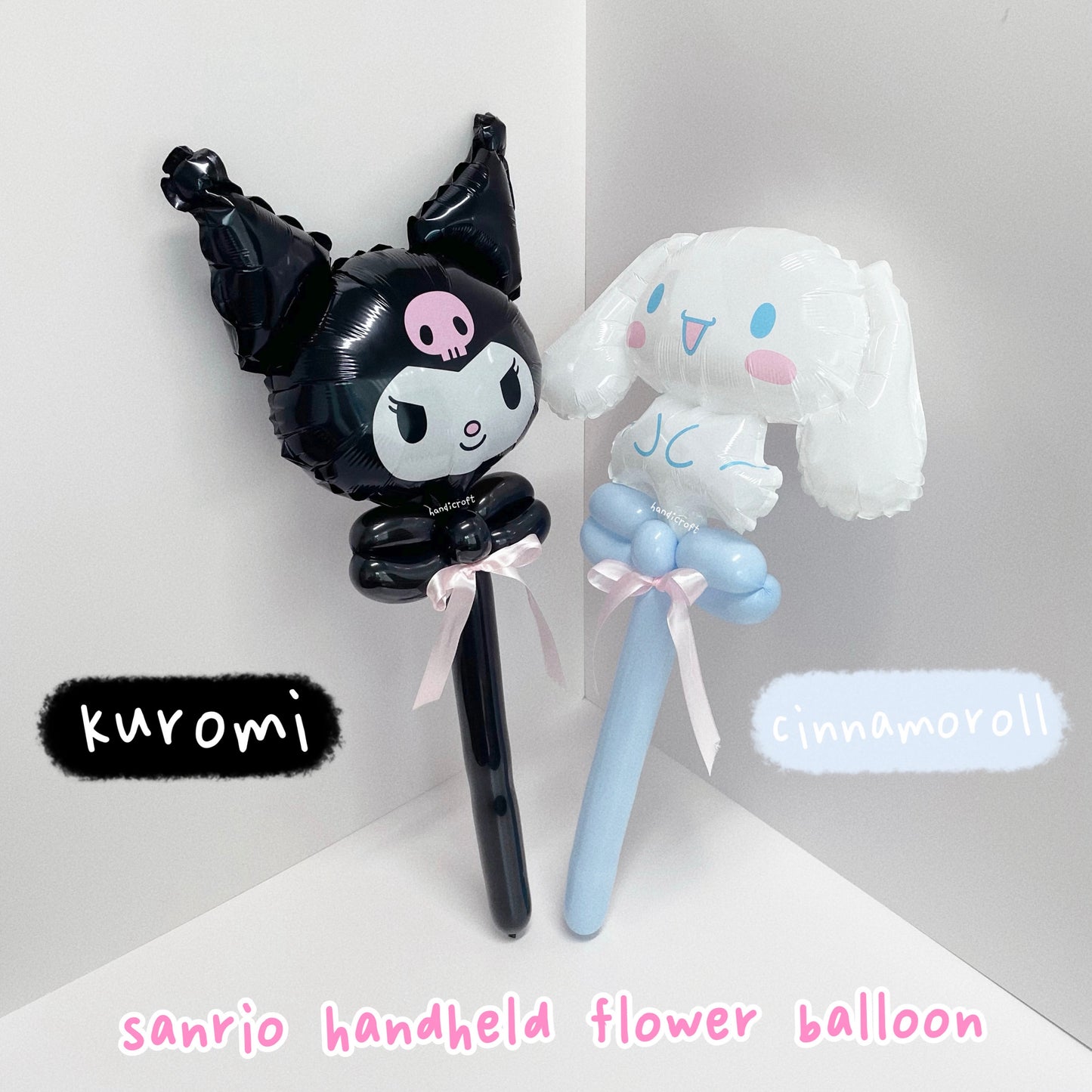 sanrio character handheld flower balloon bouquet ໒꒰ྀིᵔ ᵕ ᵔ ꒱ྀི১🎀