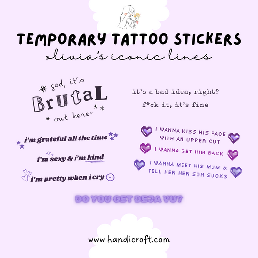 [bundle] olivia rodrigo quotes - temporary tattoo sticker