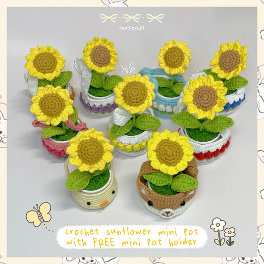 [FREE mini pot holder] mini sunflower potted plant - crochet flower pot 🪴