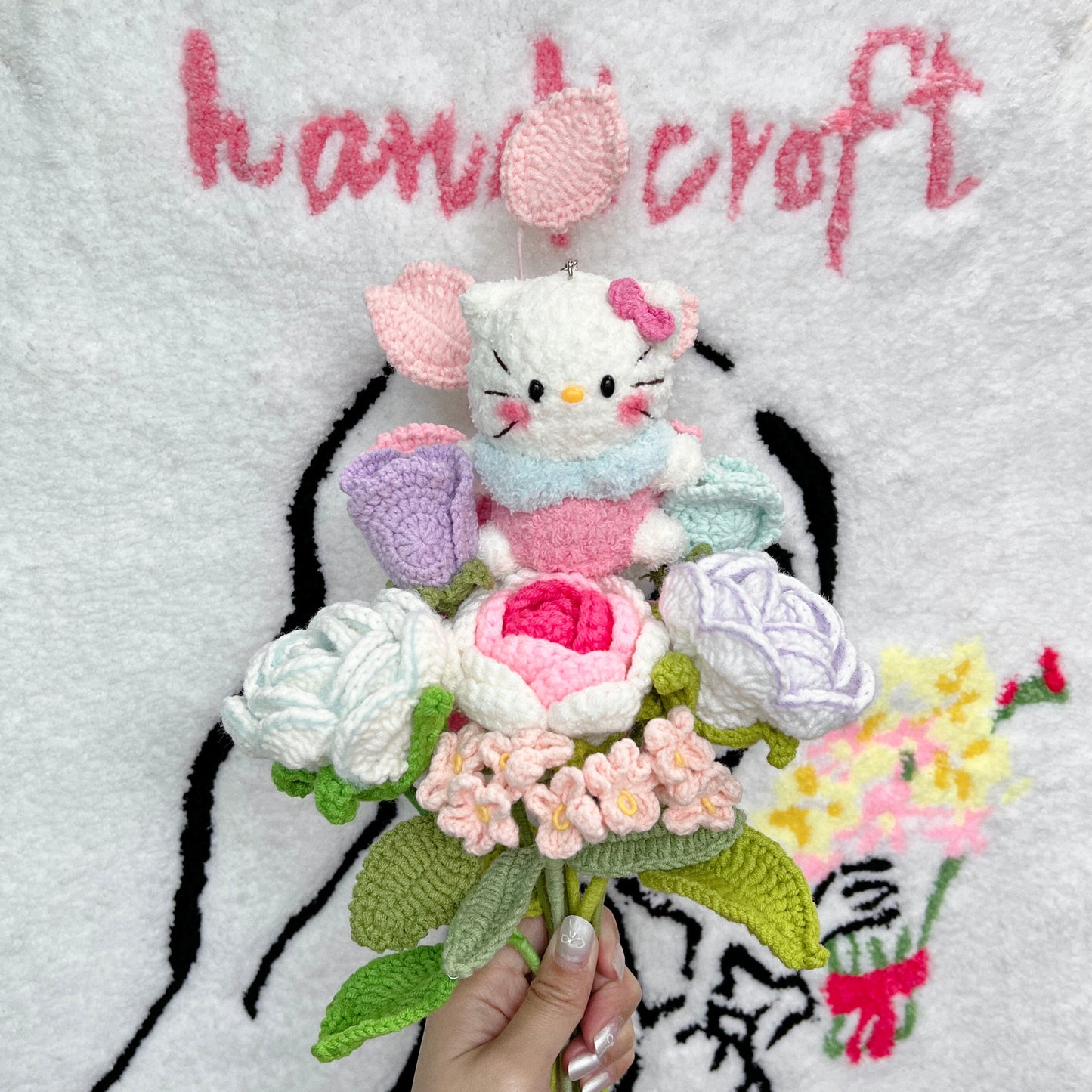 hello kitty springtime garden - handicroft special crochet flower bouquet ♡