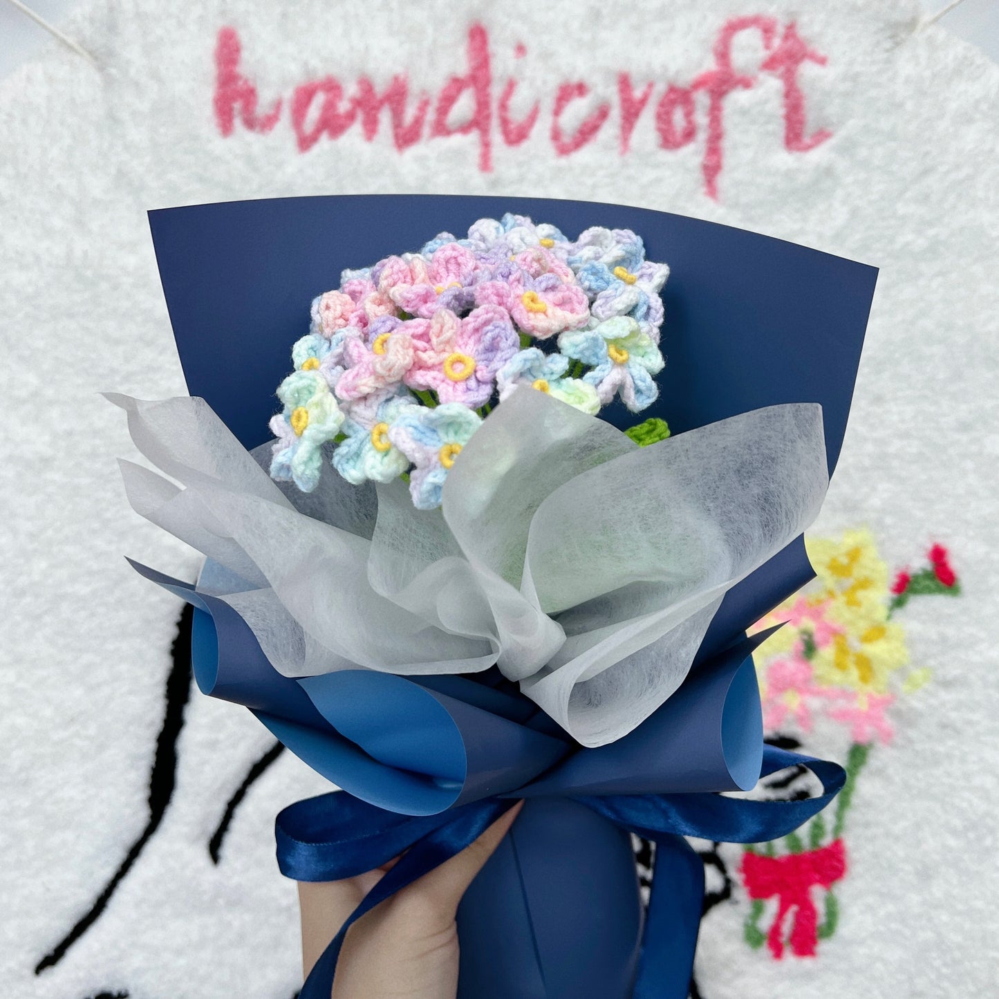 fond memories - forget-me-not crochet flower bouquet 🦋
