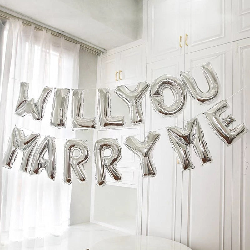 [UNINFLATED] 16inch will you marry me silver foil balloon