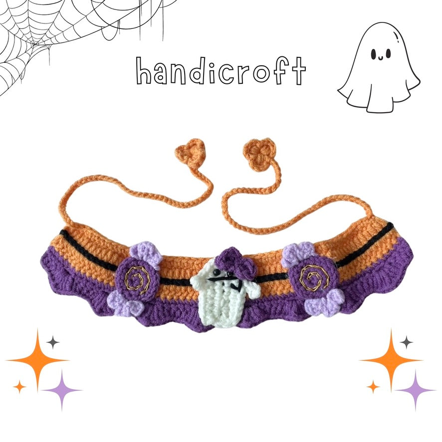 crochet pet collar & hat - HALLOWEEN ☾⋆⁺₊🎃´₊⁺~