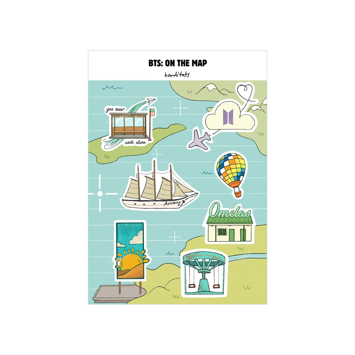 BTS: ON THE MAP BTS inspired sticker sheet