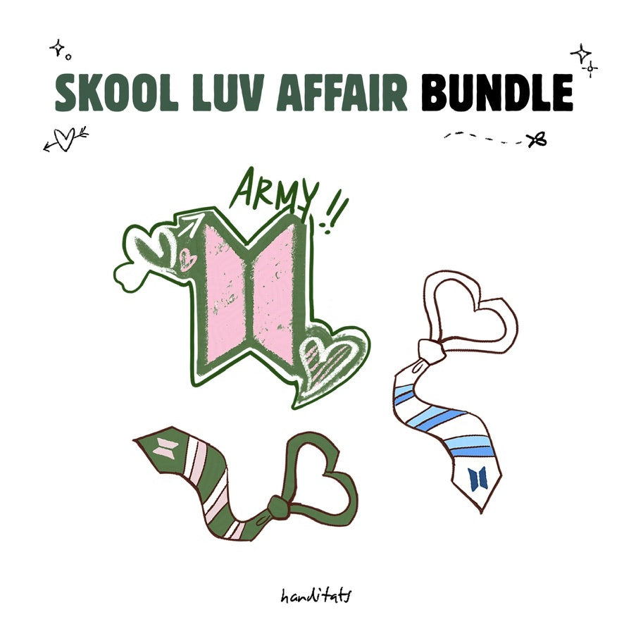 BTS inspired temporary tattoo sticker skool luv affair bundle
