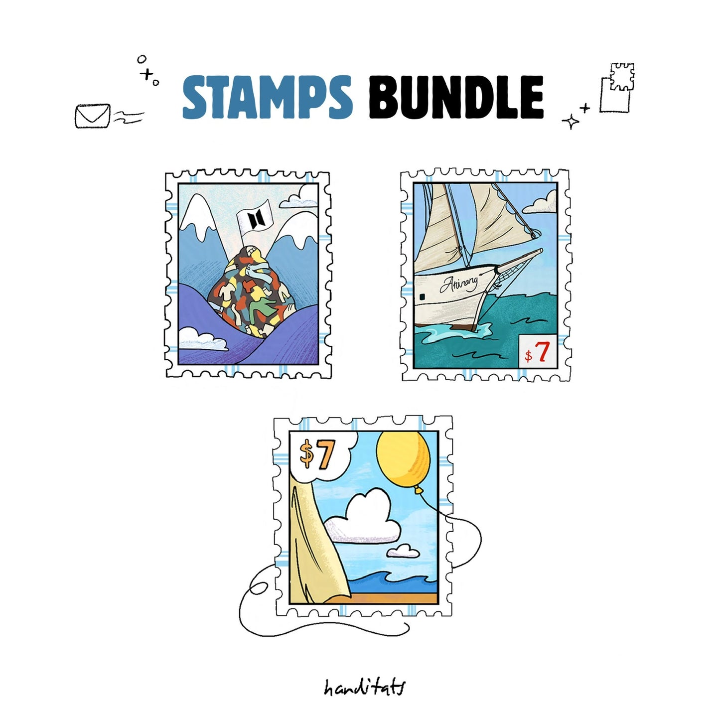 BTS inspired temporary tattoo sticker stamps bundle