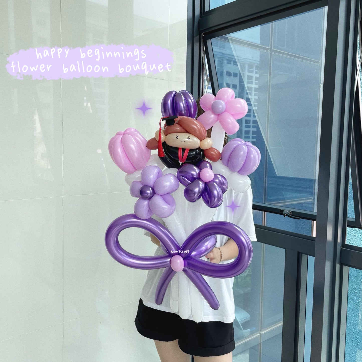 graduation happy beginnings flower balloon bouquet ✨🎓💐✧˖°