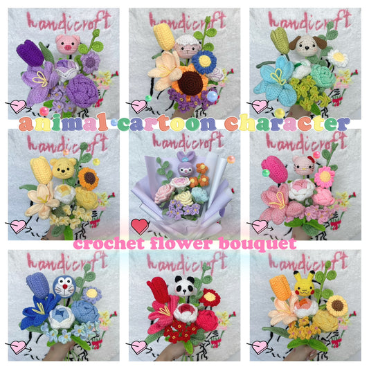 fantasy florals - animal character crochet flower bouquet (over 10 designs!)