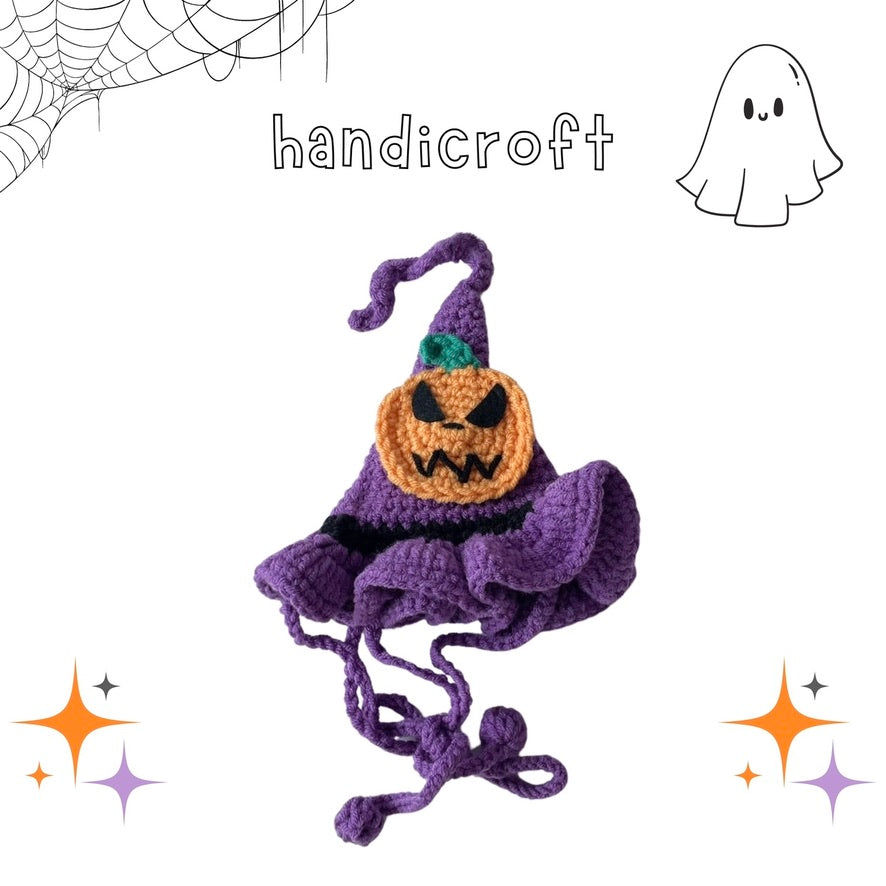 crochet pet collar & hat - HALLOWEEN ☾⋆⁺₊🎃´₊⁺~