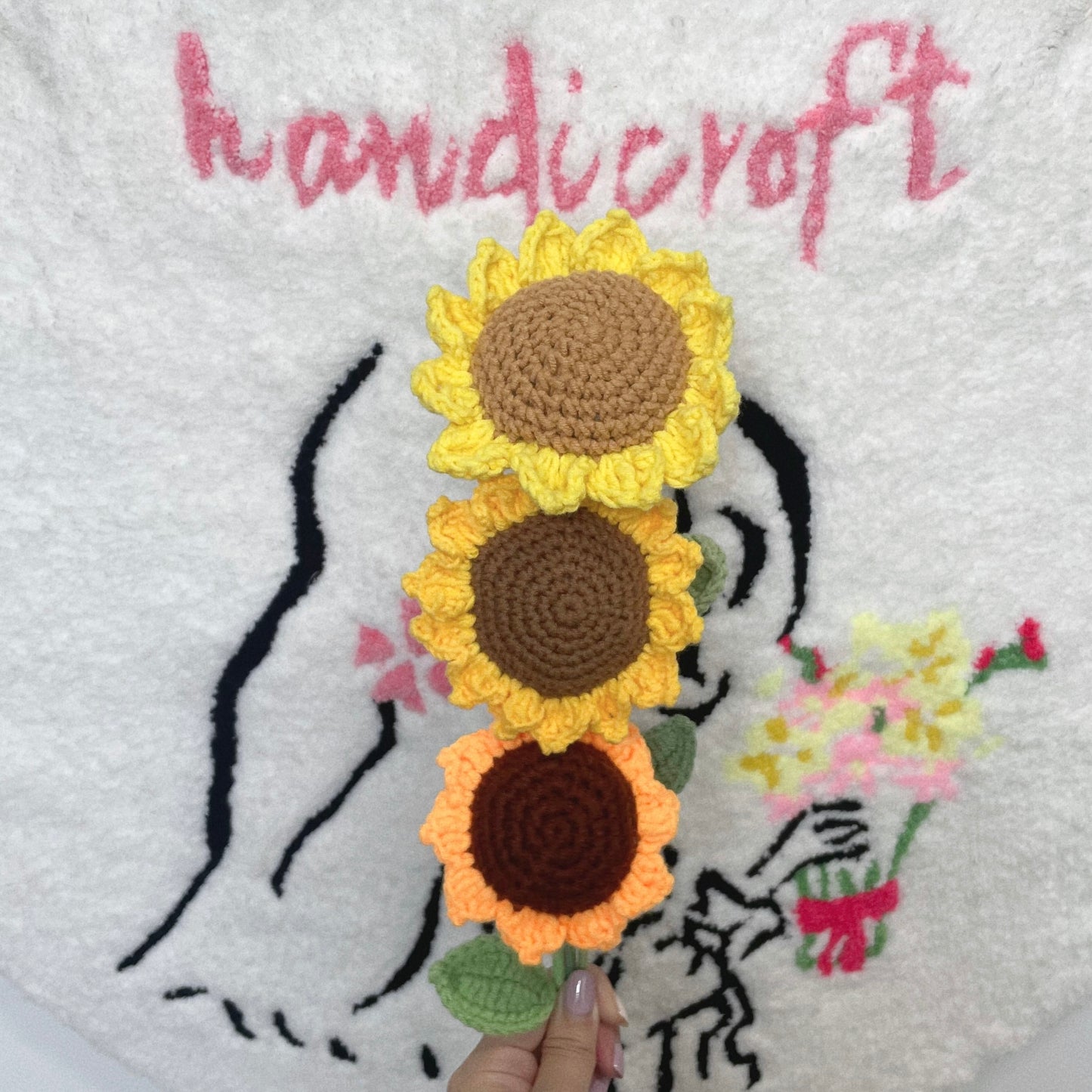 crochet sunflower single stalk ᡣ𐭩🌻₊ ⊹