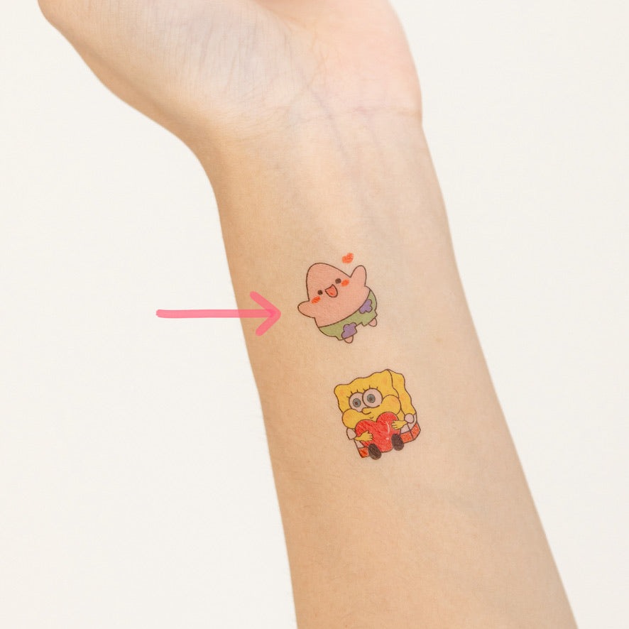 spongebob squarepants & patrick star - temporary tattoo sticker