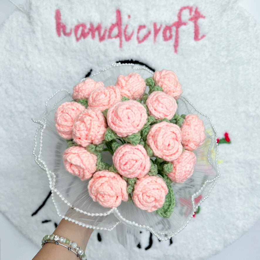 blushing peach - crochet flower bouquet  ༘ ೀ⋆｡˚🍑