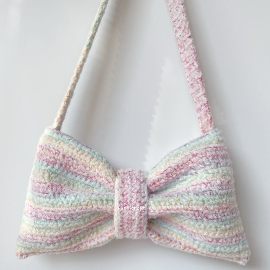 crochet bow bag - rainbow ⋆౨ৎ˚⟡˖ ࣪