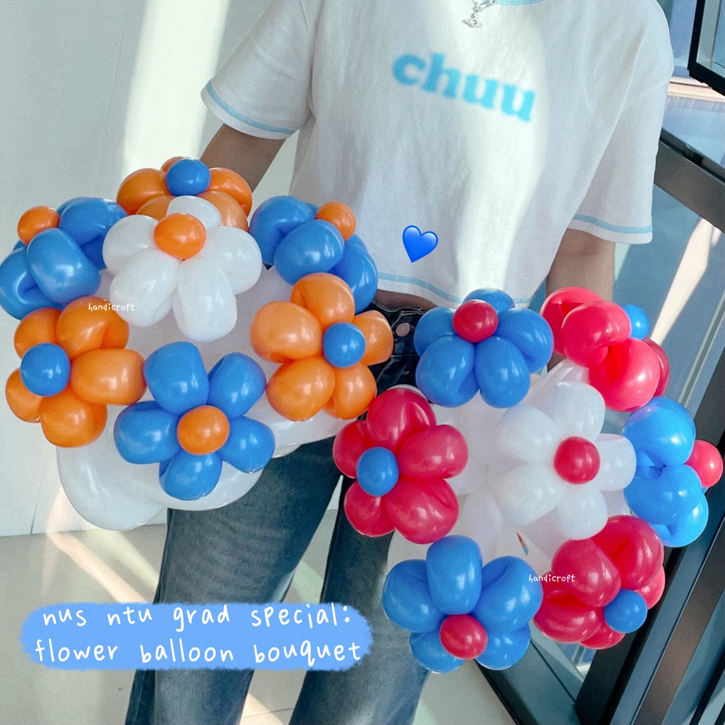 NUS NTU graduation special handheld flower balloon bouquet 🎓💙˙✧˖°