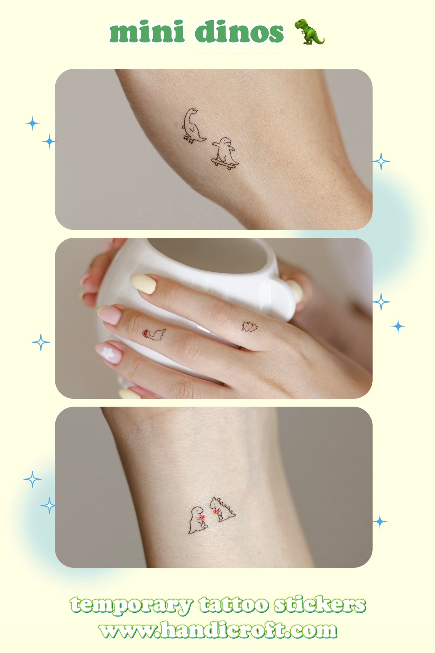 [bundle] mini dinosaurs - temporary tattoo sticker
