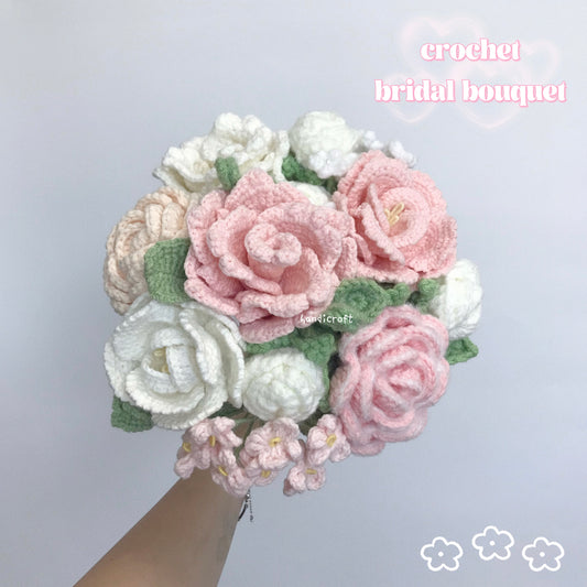 blissful petals - pink & white crochet flower bouquet ‧₊˚ 🤍