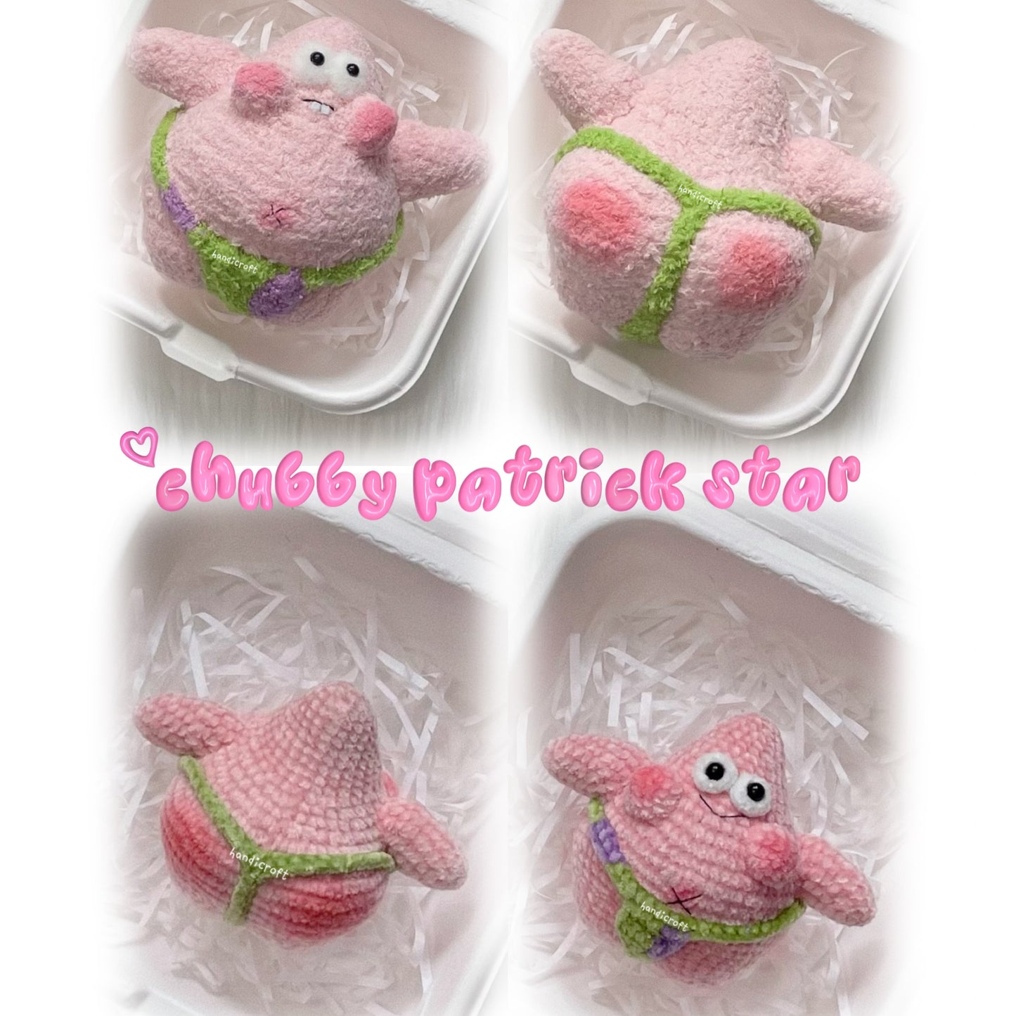 crochet chubby patrick star amigurumi 🌟