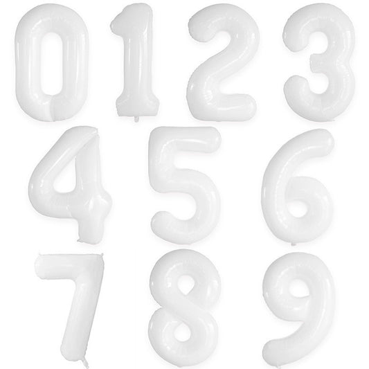32inch number foil balloons - white [HELIUM] 🕊️☁️🤍