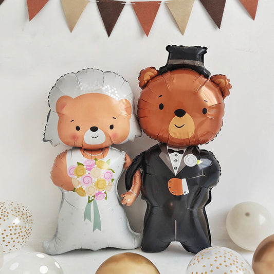 bride & groom bear wedding foil balloon [HELIUM] 👩‍❤️‍👨💒