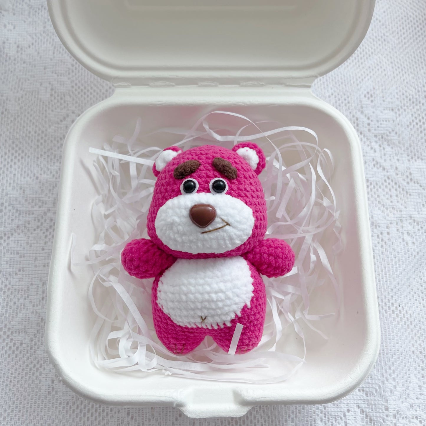 crochet lotso strawberry bear keychain ₊˚⊹♡🍓♡⊹˚₊