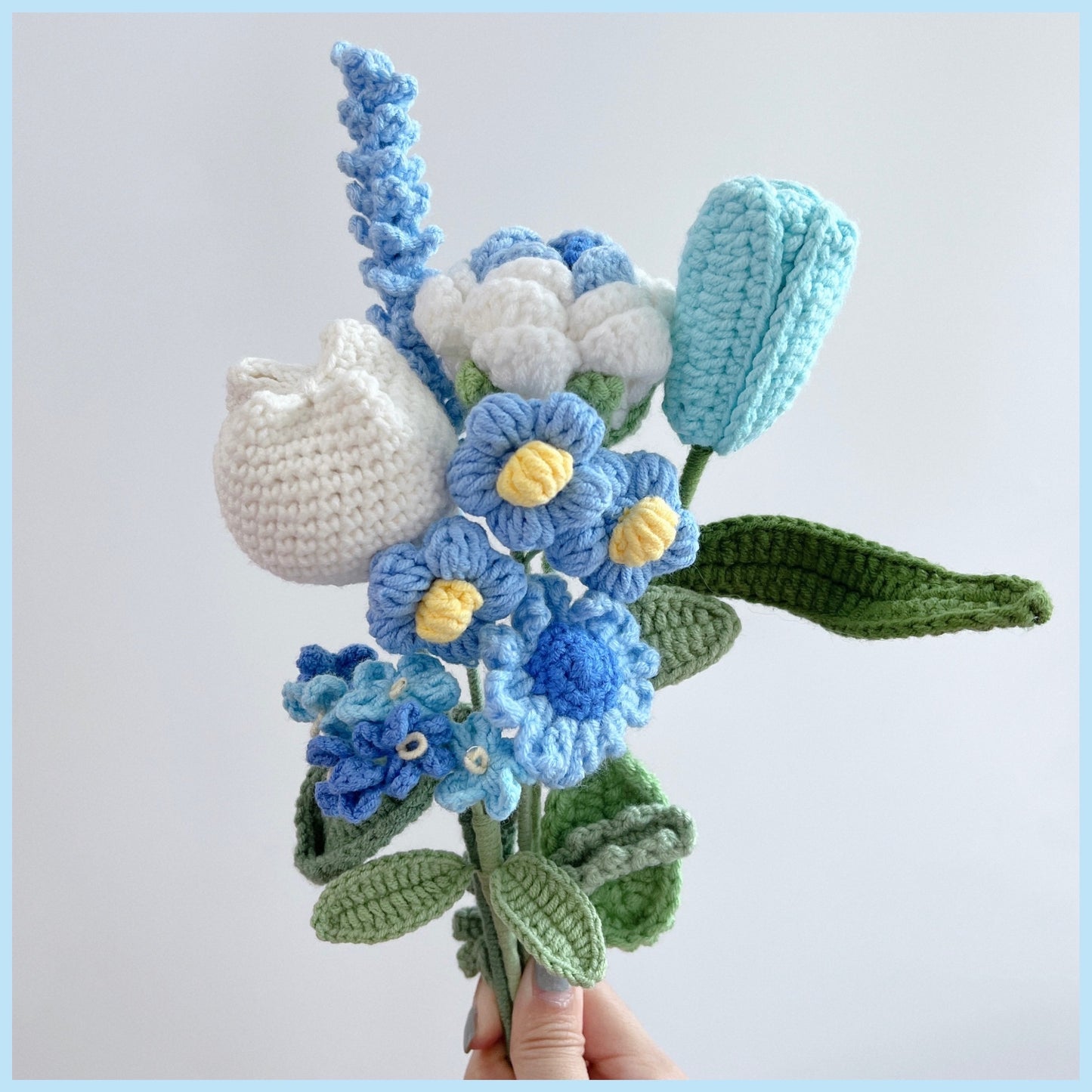 gentle breeze - blue crochet flower bouquet ˚˖𓍢ִִ໋🌊🦈˚˖𓍢ִ✧˚.