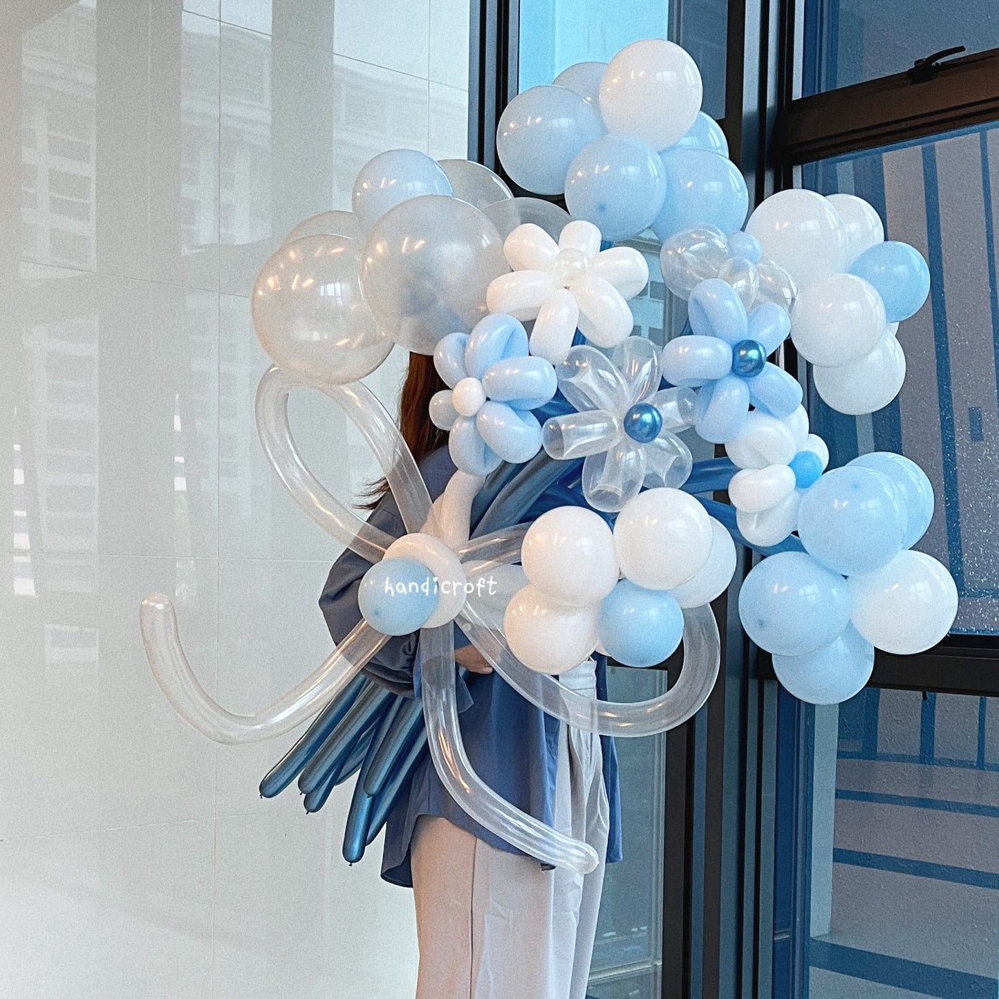 [FREE DELIVERY] dreamy - blue flower balloon bouquet ‧₊˚ ☁️🩵𓂃