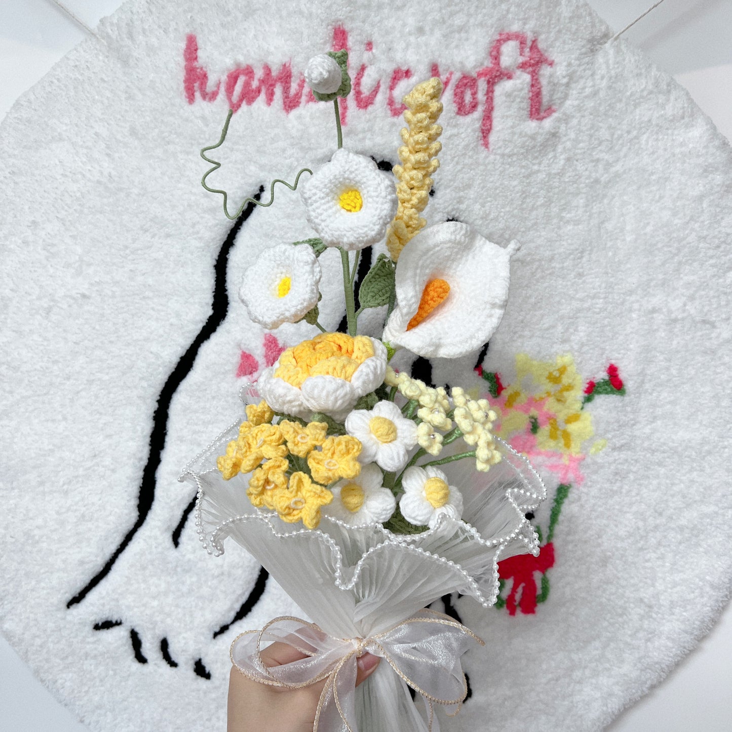 petal puff - yellow crochet flower bouquet ʚ🌟ɞ₊