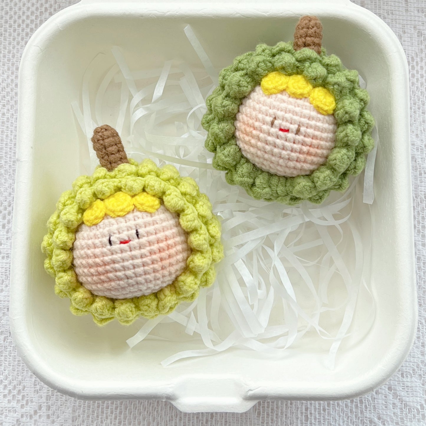 crochet durian keychain ⋆ ༅˚🏝️🍹.࿓•