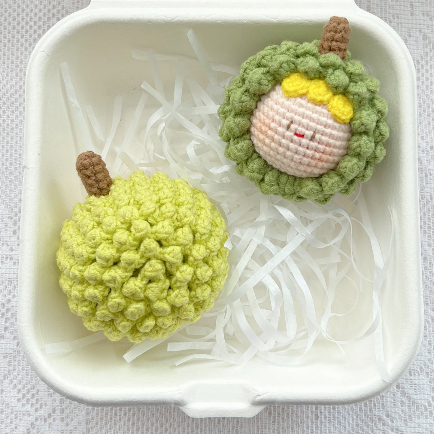 crochet durian keychain ⋆ ༅˚🏝️🍹.࿓•