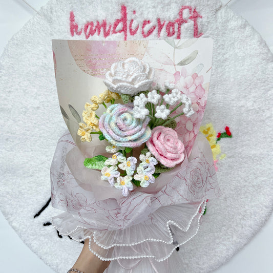 love in full bloom - handicroft special roses crochet flower bouquet ‧₊˚ 🌹