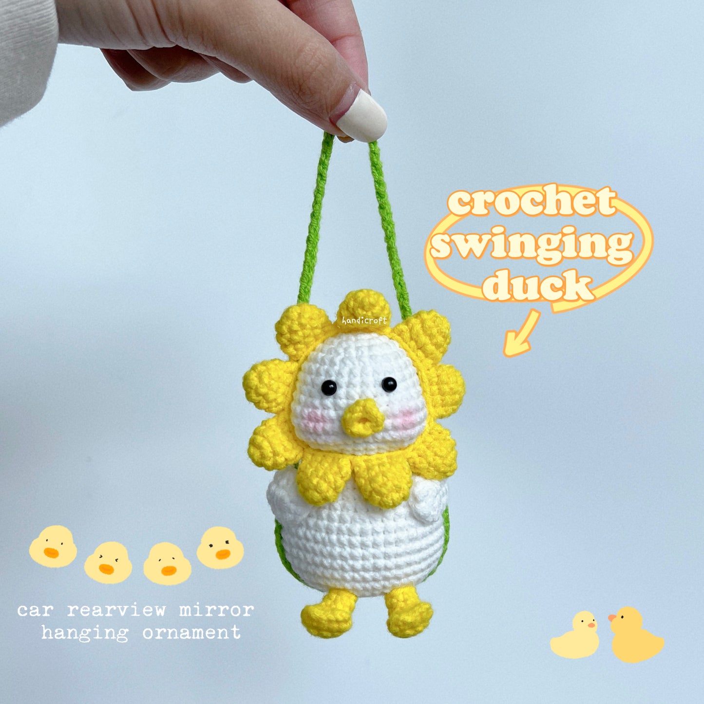 crochet swinging duck car pendant 🐥