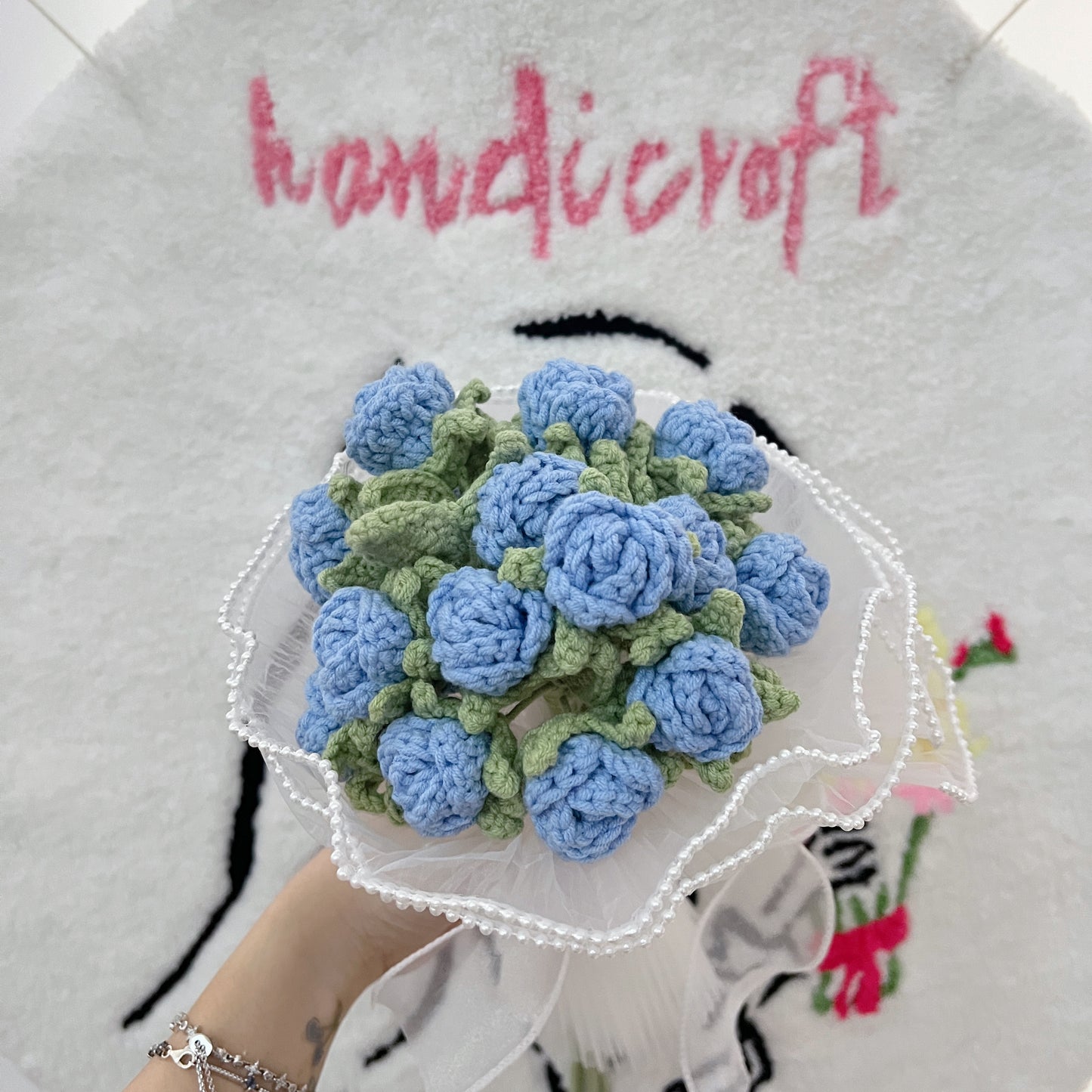 ocean's whispers - blue mini roses crochet flower bouquet 🌊 𓈒 𓆡 ⭒𓈒 🫧
